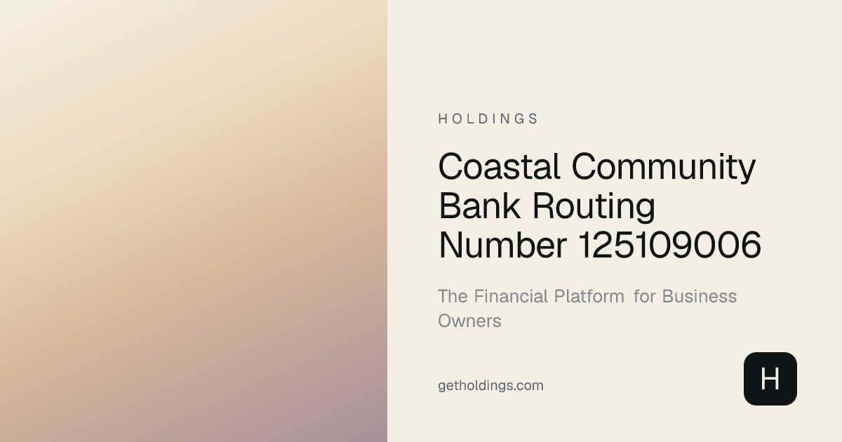 Coastal Community Bank Routing Number 125109006