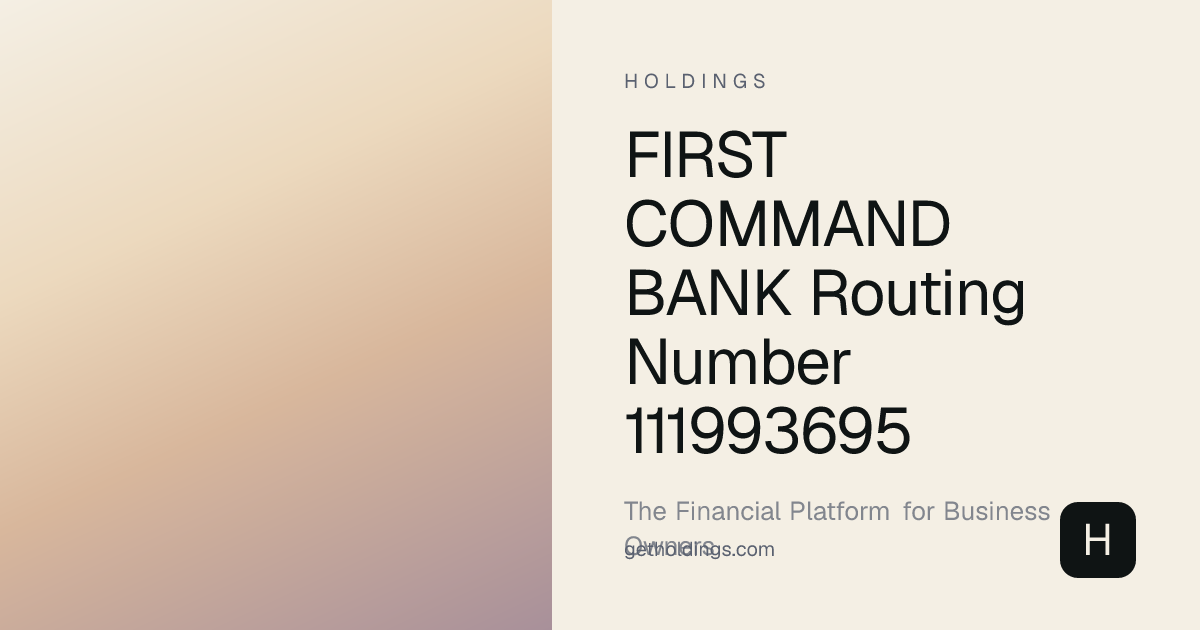 First Command Bank Routing Number 111993695