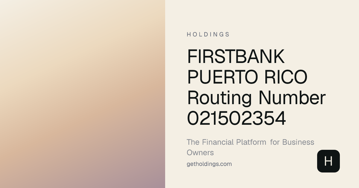 Firstbank Puerto Rico Routing Number 021502354