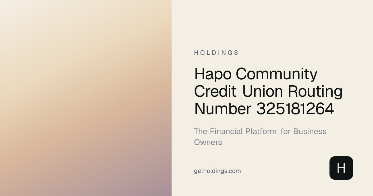 Hapo Community Credit Union Routing Number 325181264