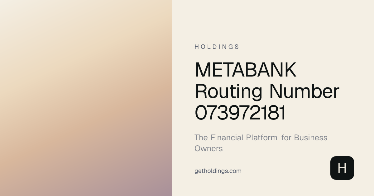 MetaBank Routing Number 073972181 — Verify Instantly