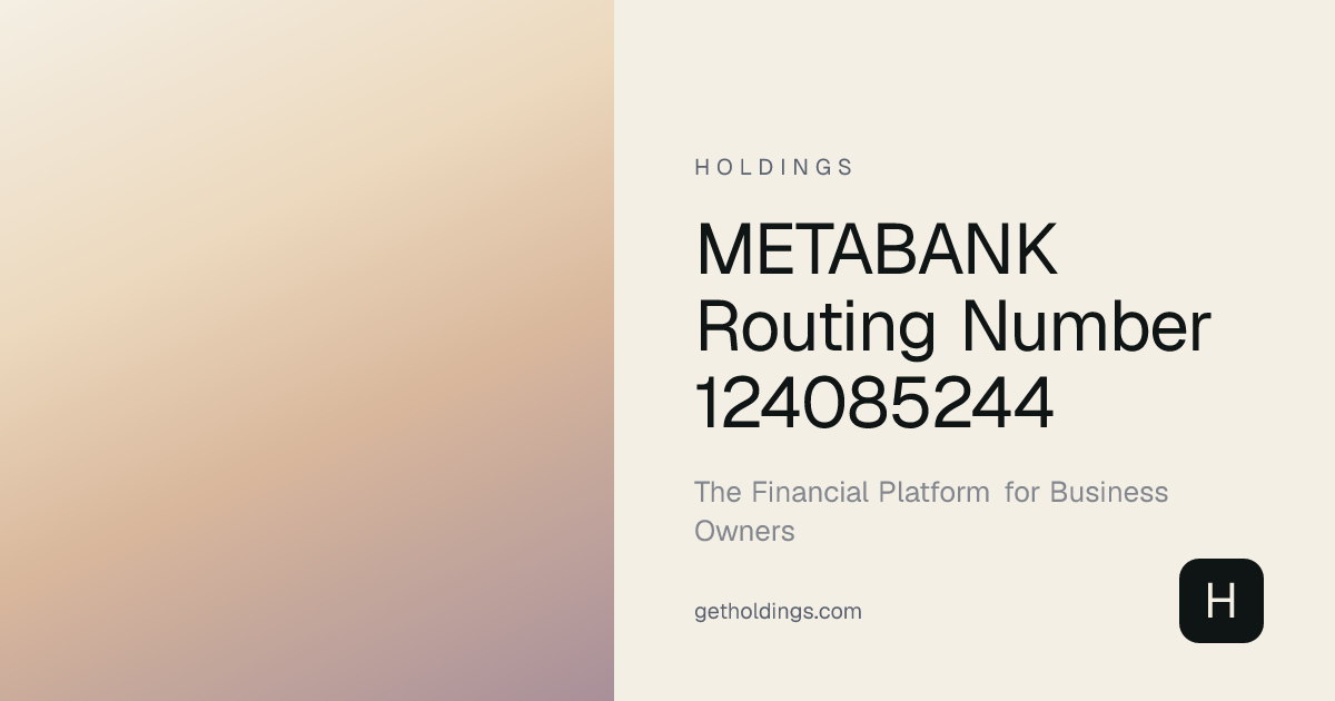 MetaBank Routing Number 124085244 — Verify Instantly