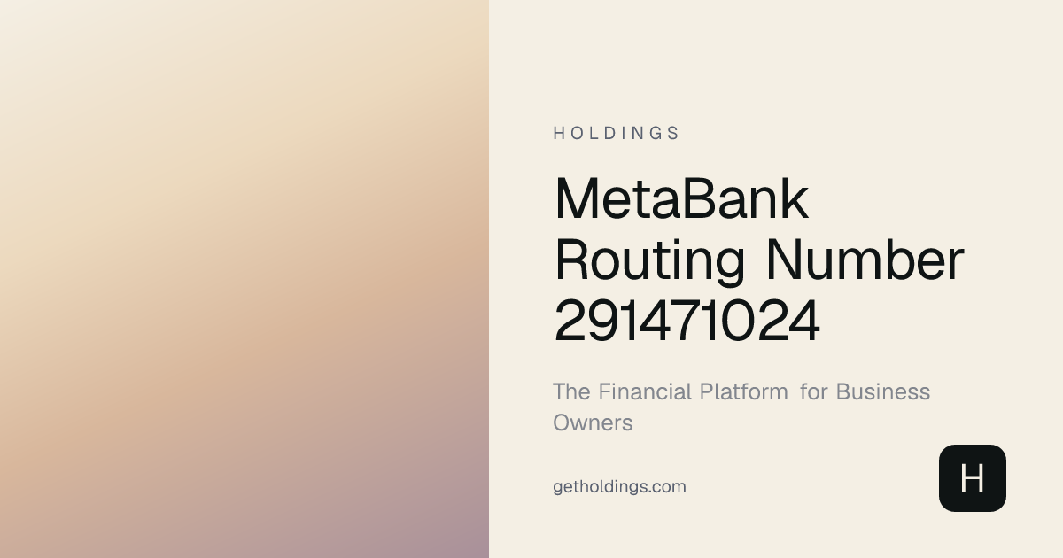 MetaBank Routing Number 291471024 — Verify Instantly
