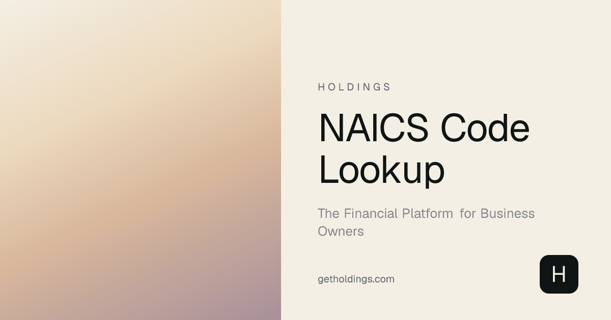 NAICS Code Lookup — 20 Sectors | Holdings