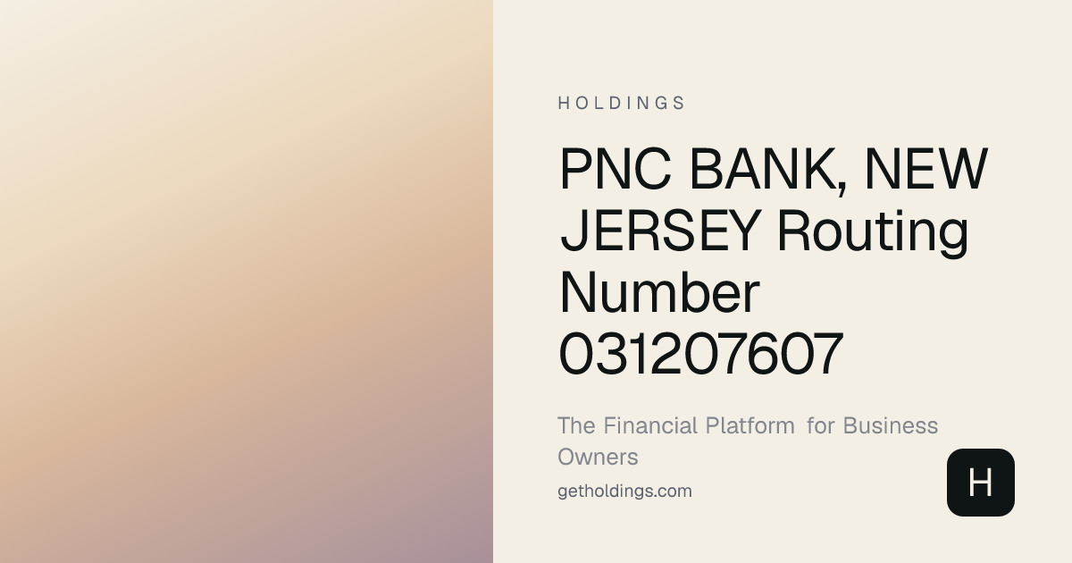 PNC Bank, New Jersey Routing Number 031207607