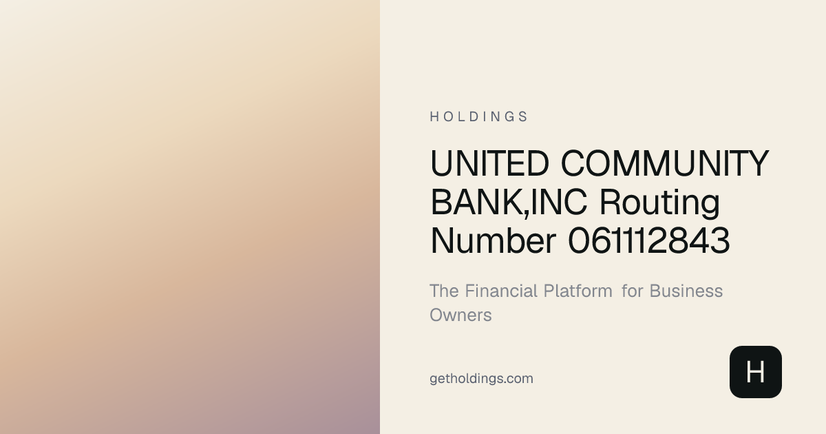 United Community Bank,inc Routing Number 061112843